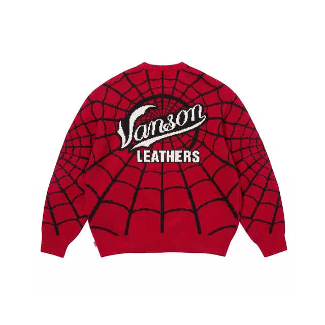 Свитер Supreme x Vanson Leathers Spider-Man Sweater Red